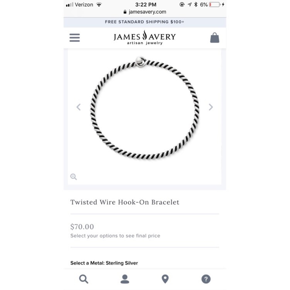 James Avery Twisted Wire Hook On Bracelet